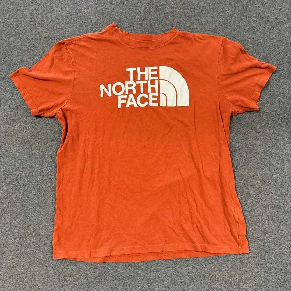 Modern The North Face Graphic T-Shirt Mens L Orange Good Half Dome Logo Tee